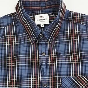 Ben Sherman Size Medium Men's Multicolor Plaid Button Down Cotton Logo Tag Shirt